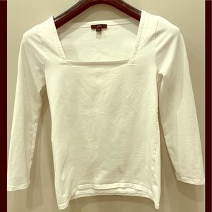 J Crew white square neck tee size xs
